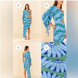 Brand new with tags! Blue and Green Copacabana Midi Dress Farm Rio